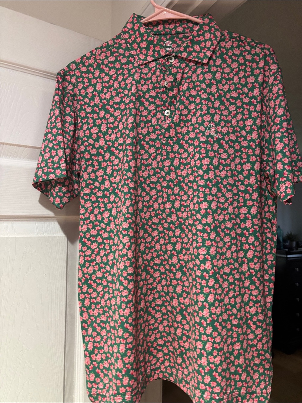Rhoback Green Polo with Pink Floral Print Masters edition